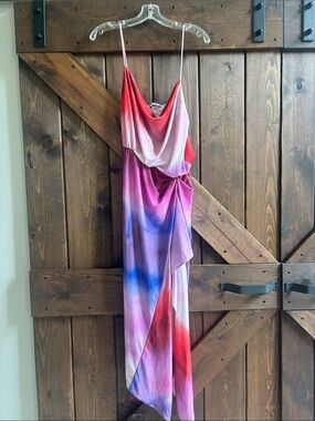 Zara Multicolor Draped Slip Dress — Pink, Red, Purple, Blue